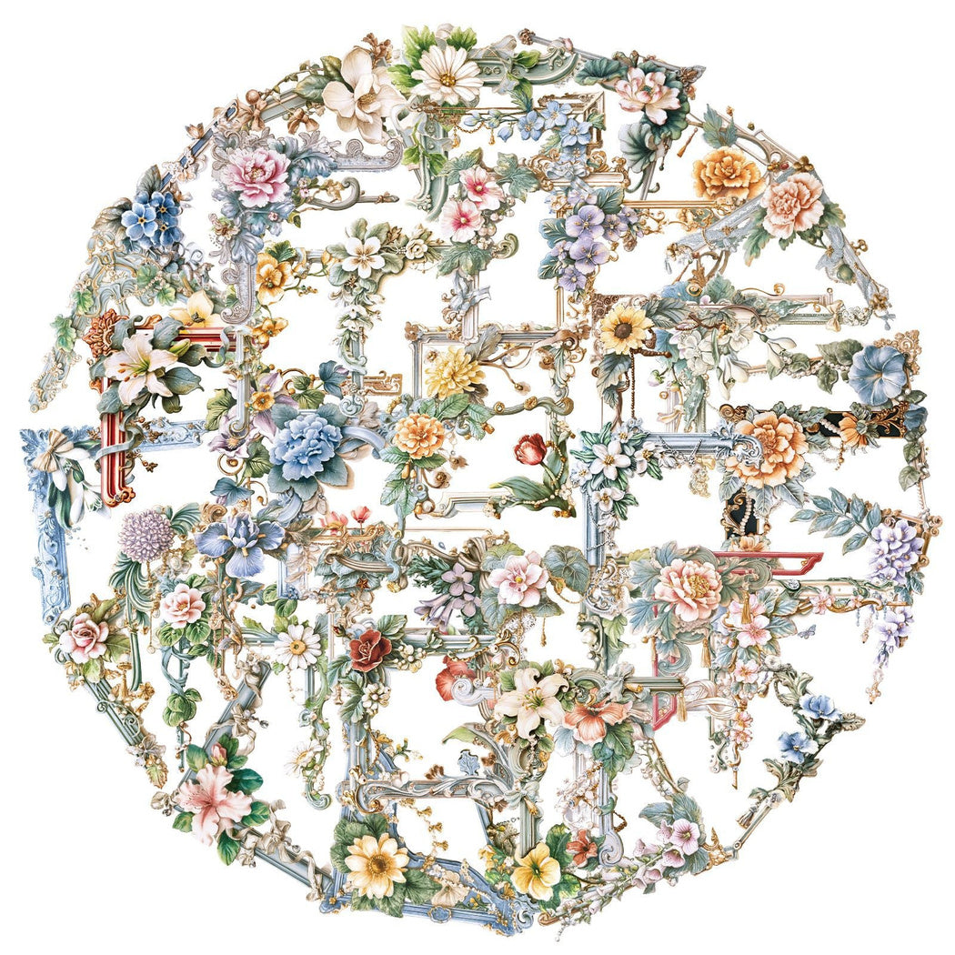 Botanical frame and corner grouped sticker assortment