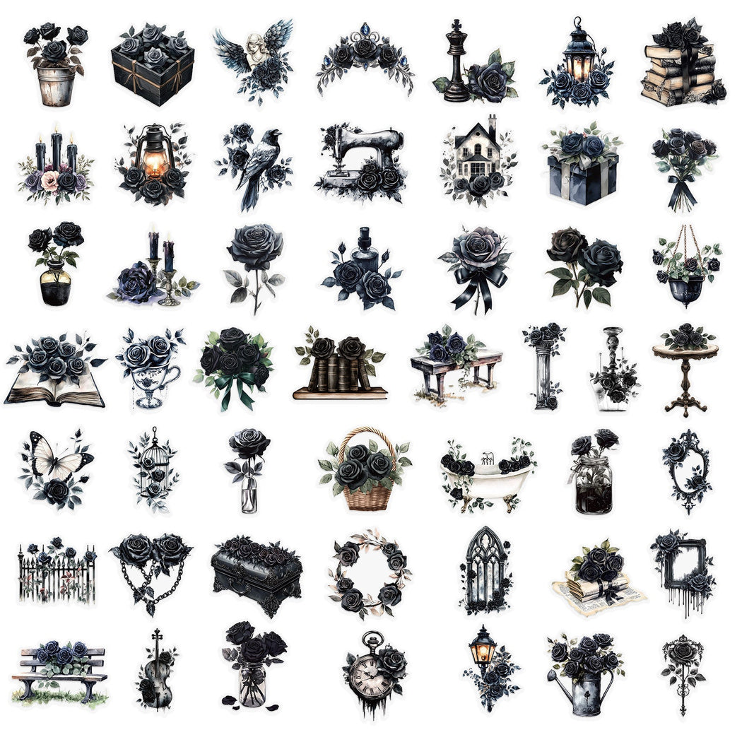 Lunira - Black Rose Gothic Sticker Pack