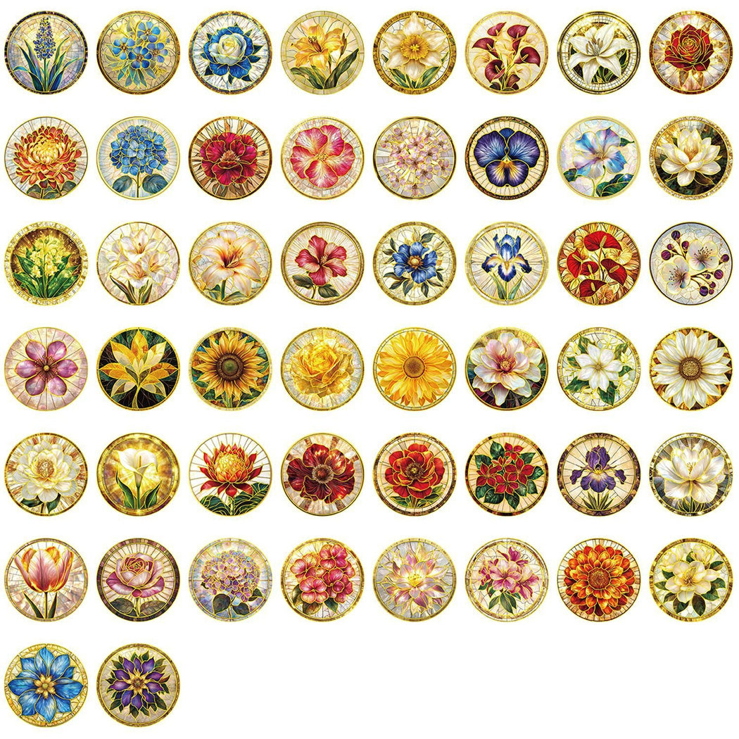 Vintage botanical medallion individual sticker designs