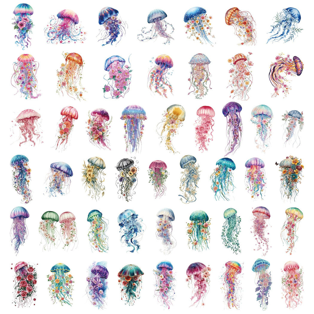Watercolor jellyfish individual sticker designs