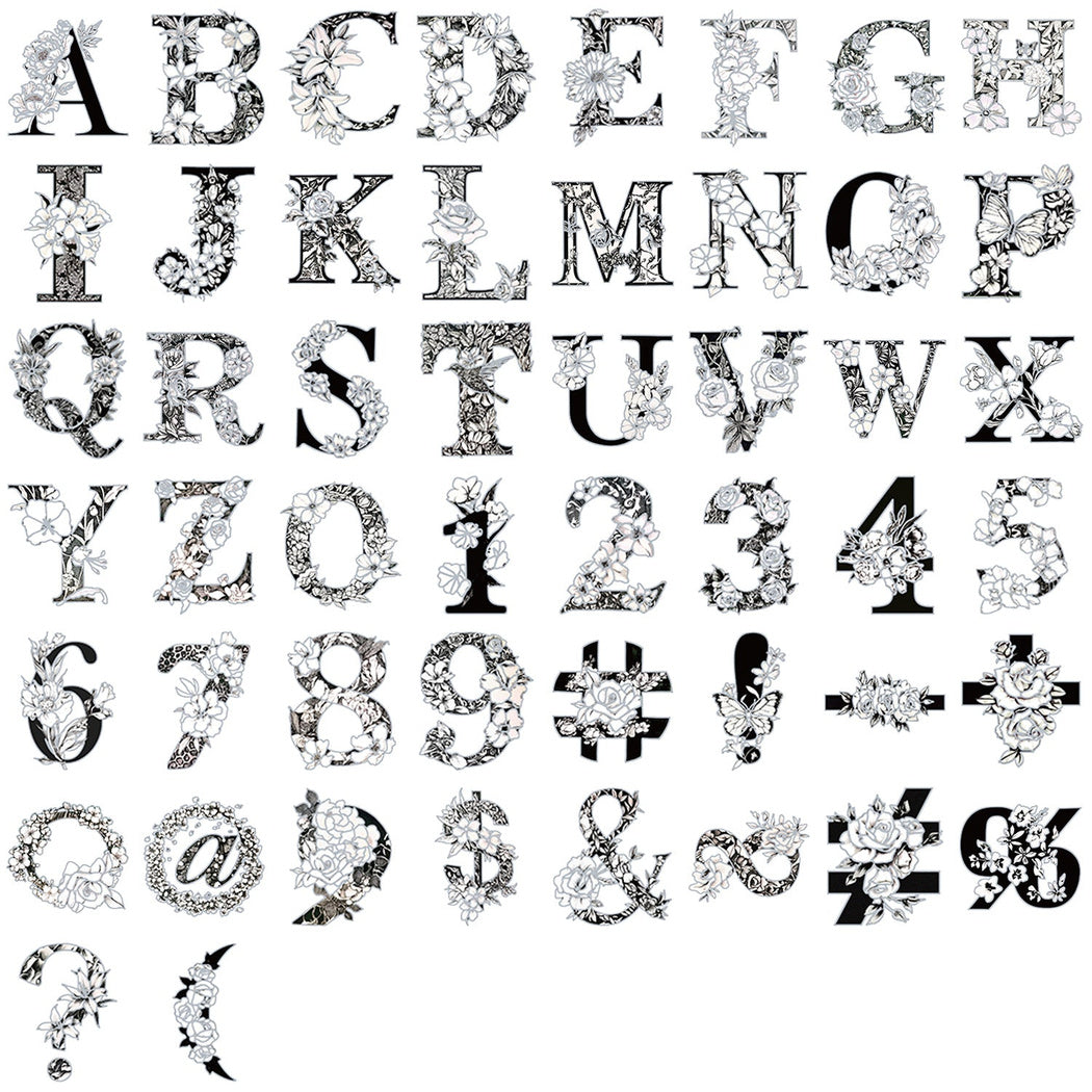 Black and white typography individual sticker designs