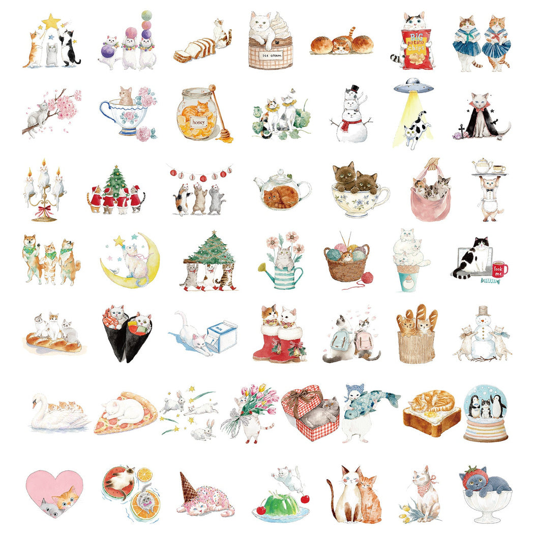 Cozy cat and food individual sticker designs