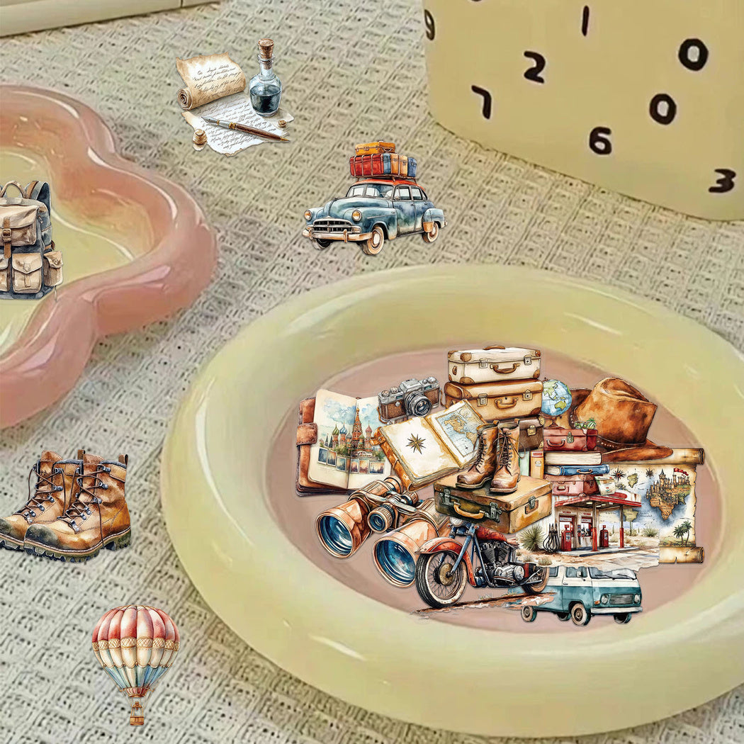 Lunira - Vintage Travel Suitcase Ephemera Sticker Pack