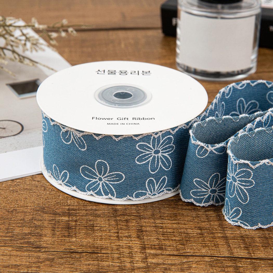 Rivora - DIY Denim Style Floral Pattern Ribbon