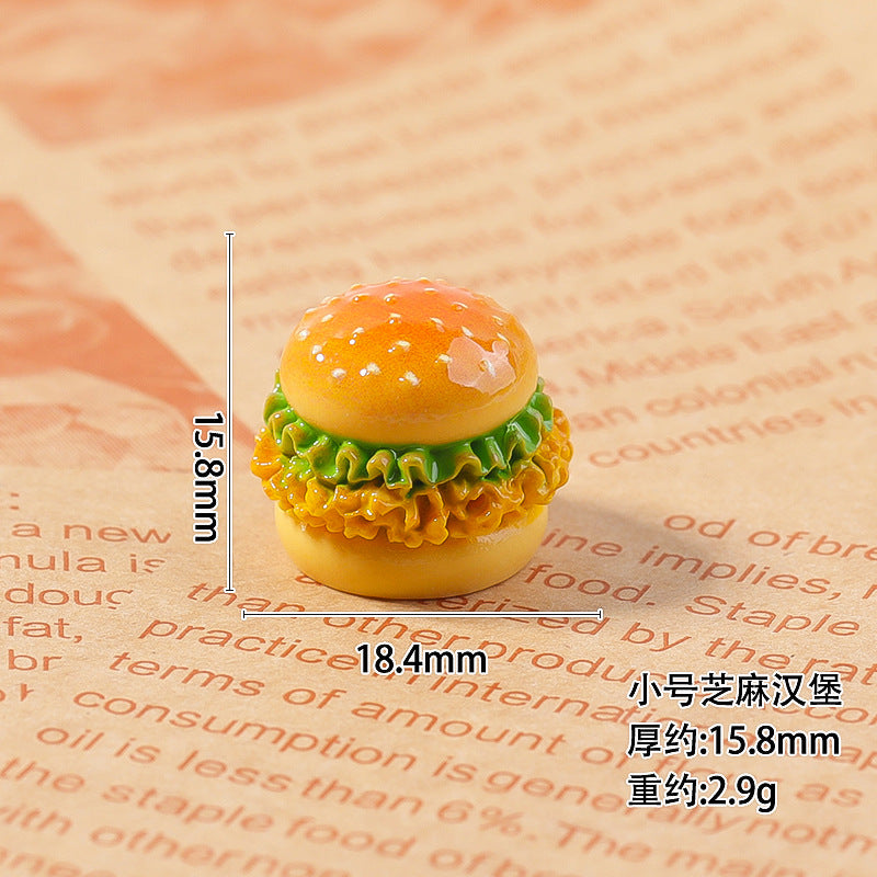 树脂卡通仿真食玩汉堡包烘培创意diy奶油胶钥匙扣制作微景观摆件