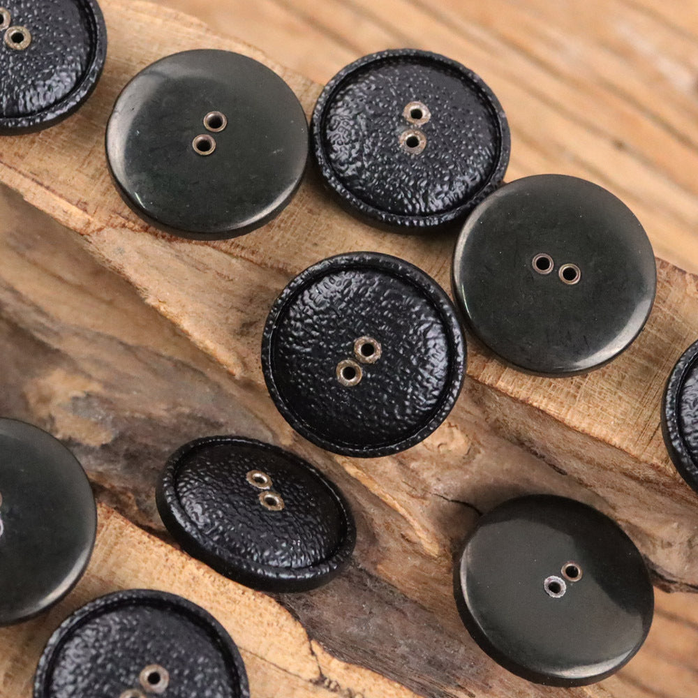 Bunli - DIY 10 Pack Textured Smooth-Back Round Button