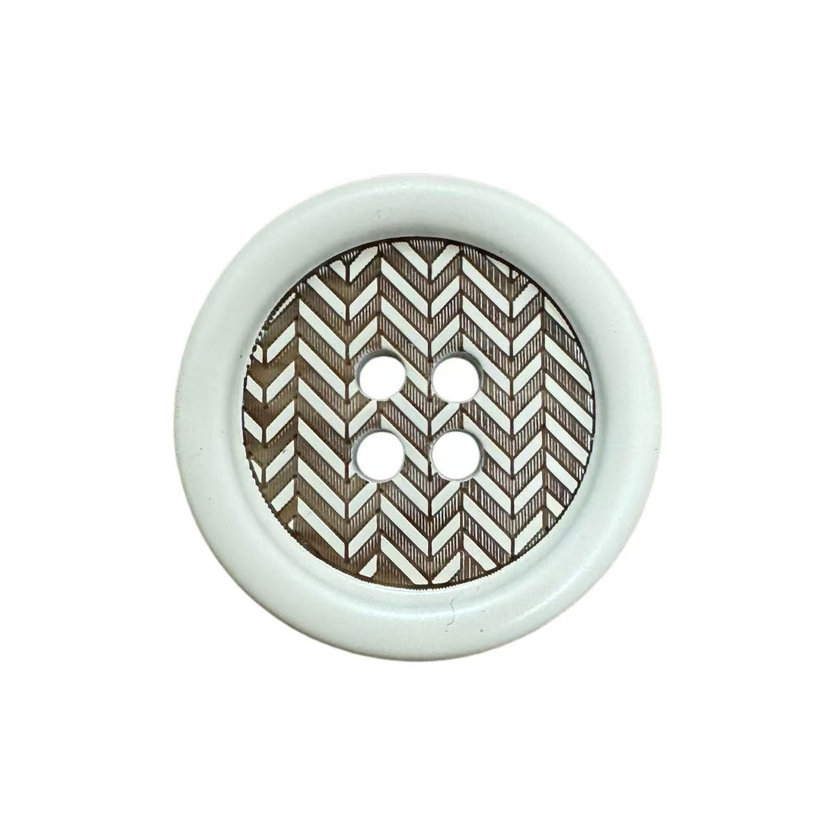 Bunli - DIY 10 Pack Ivory Brown-and-White Chevron Button