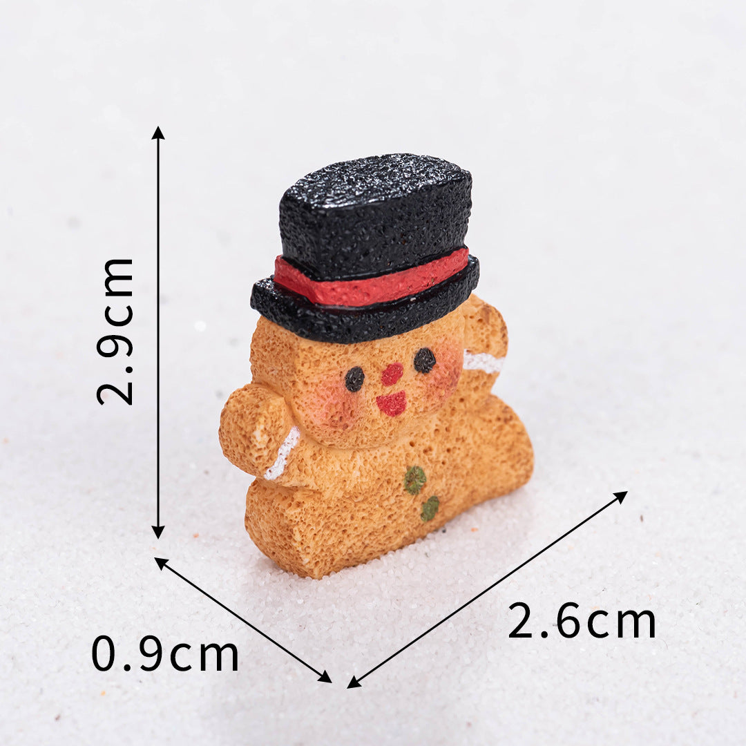 微景观创意可爱圣诞姜饼人娃娃屋雪景 diy树脂工艺品迷你车载摆件