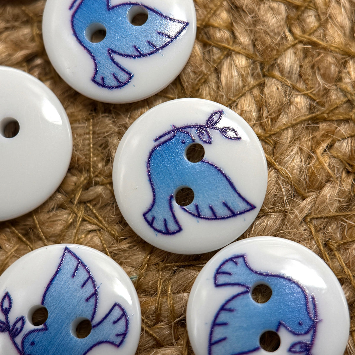 Bunli - DIY 10 Pack Blue Dove White Round Button