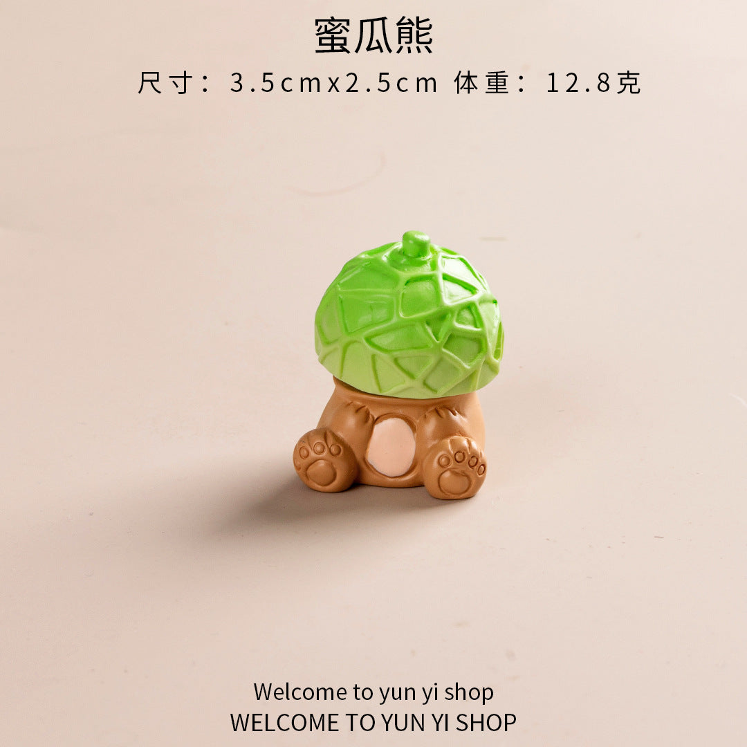 创意可爱水果帽子动物微景观盲盒装饰品配件办公室桌面迷你小摆件