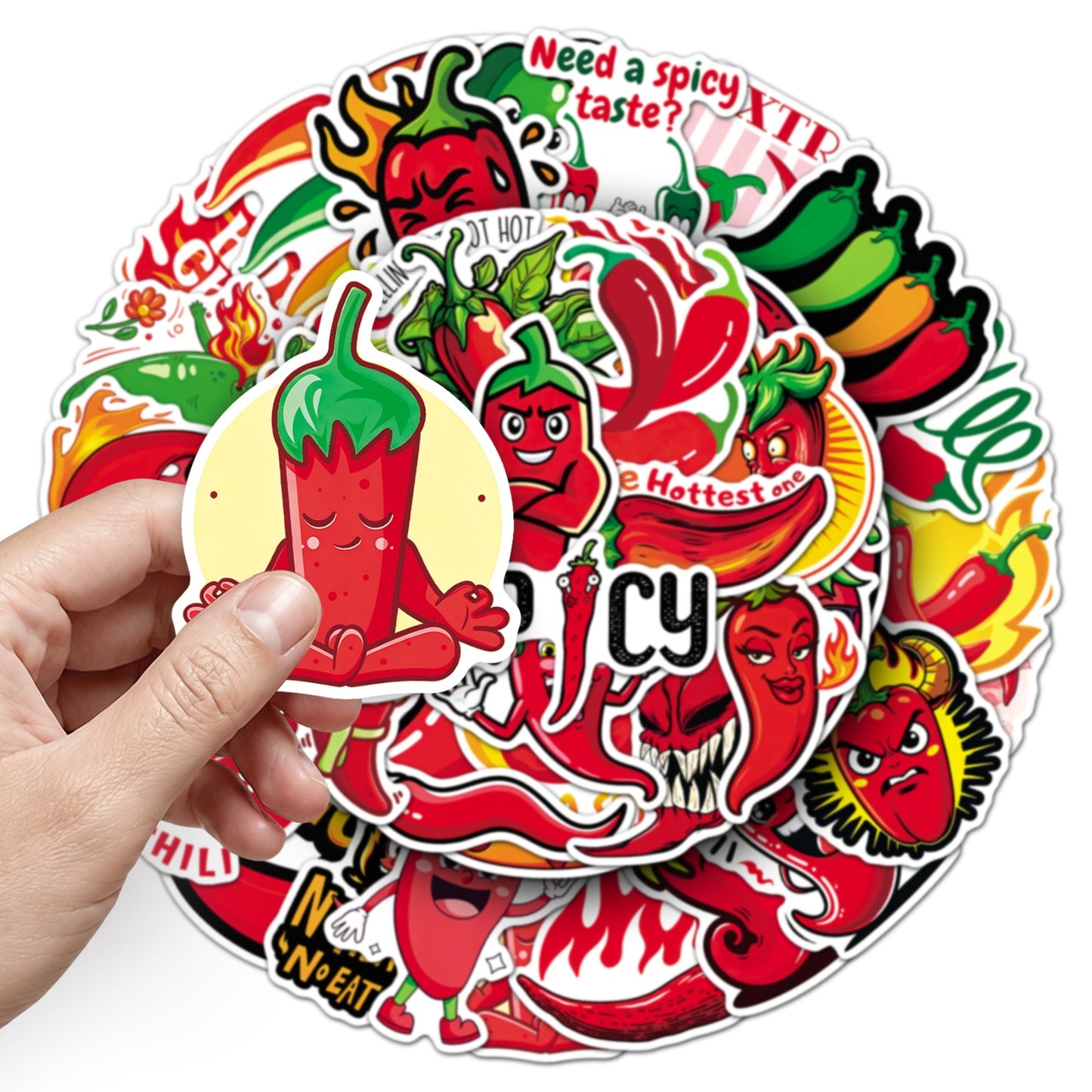 50张辣椒chilli贴纸蔬菜表情包创意跨境热销防水文具头盔电脑贴画