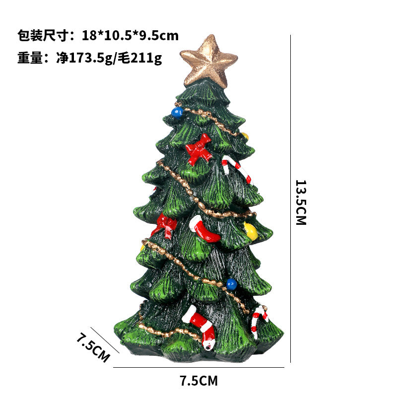 跨境新品 圣诞节装饰品 ins欧式树脂迷你圣诞树摆件 桌面派对装饰