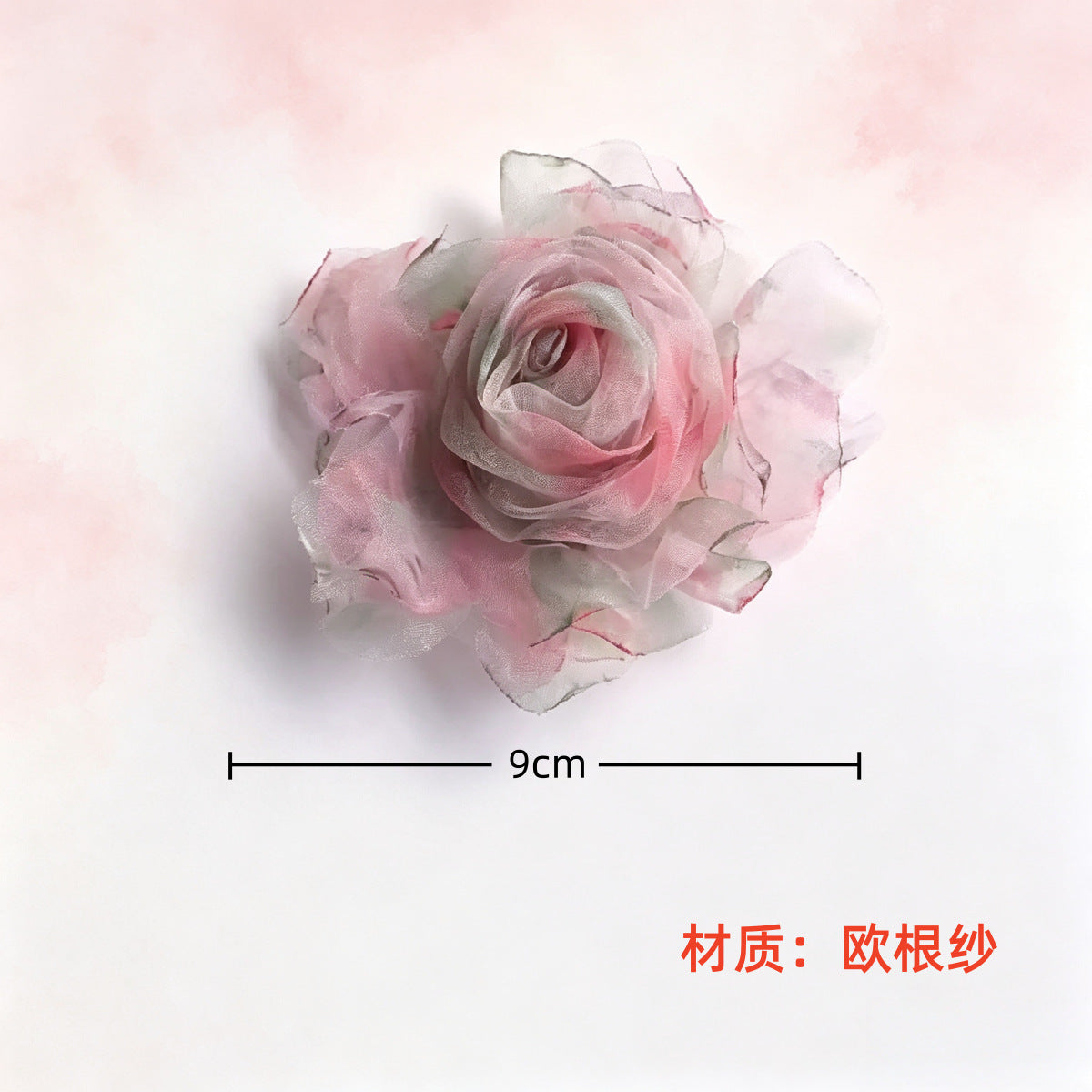 9cm欧根纱花朵辅料玫瑰花手工布艺花朵diy配饰头饰花鞋帽服装配件
