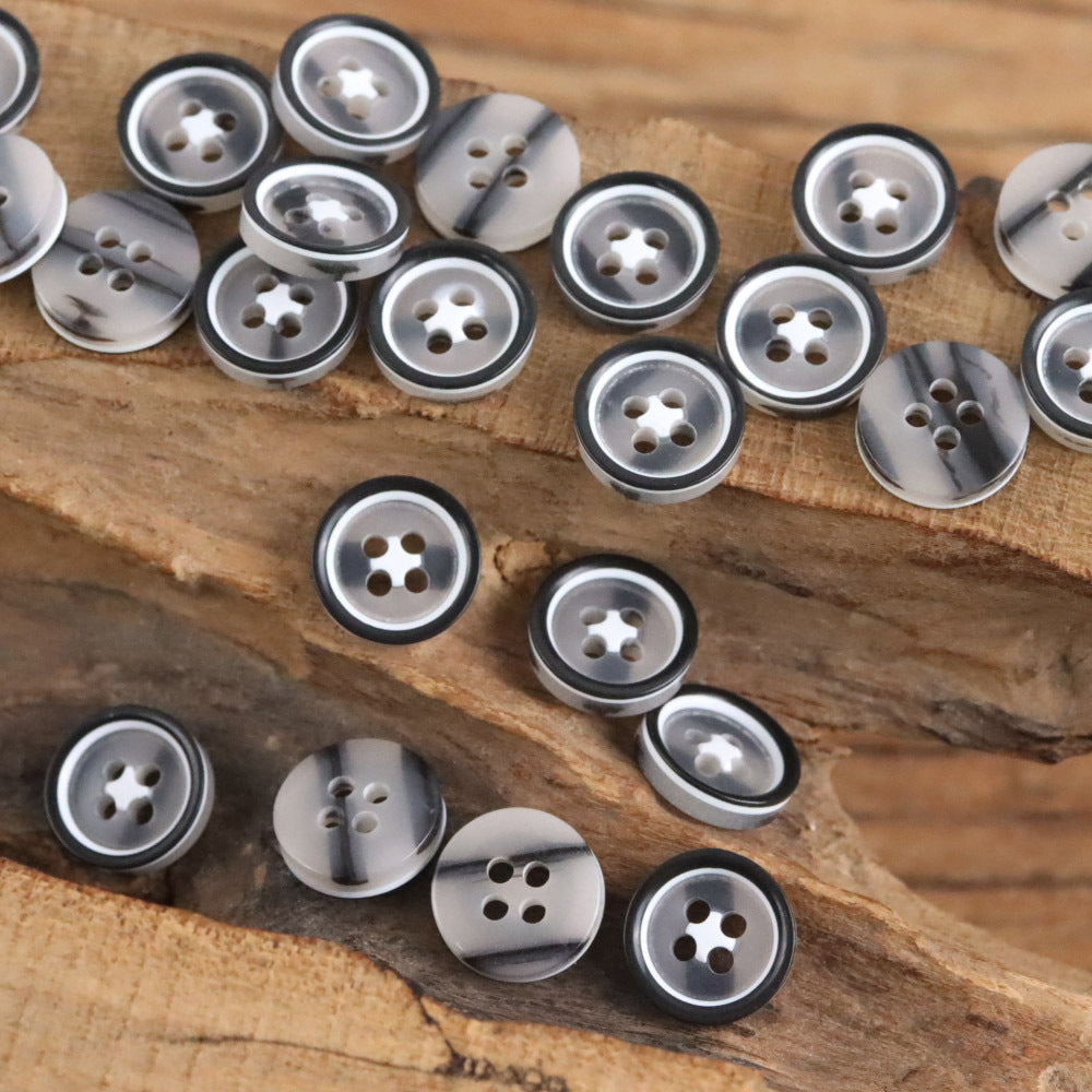 Bunli - DIY 10 Pack Clear Border Four Hole Button