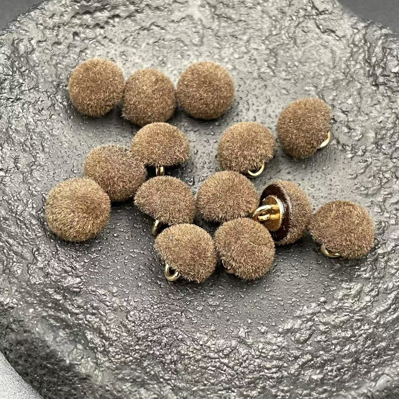 植绒半面切面扣子金属底纽扣极简轻奢风羊毛衫衬衫开衫装饰辅料扣