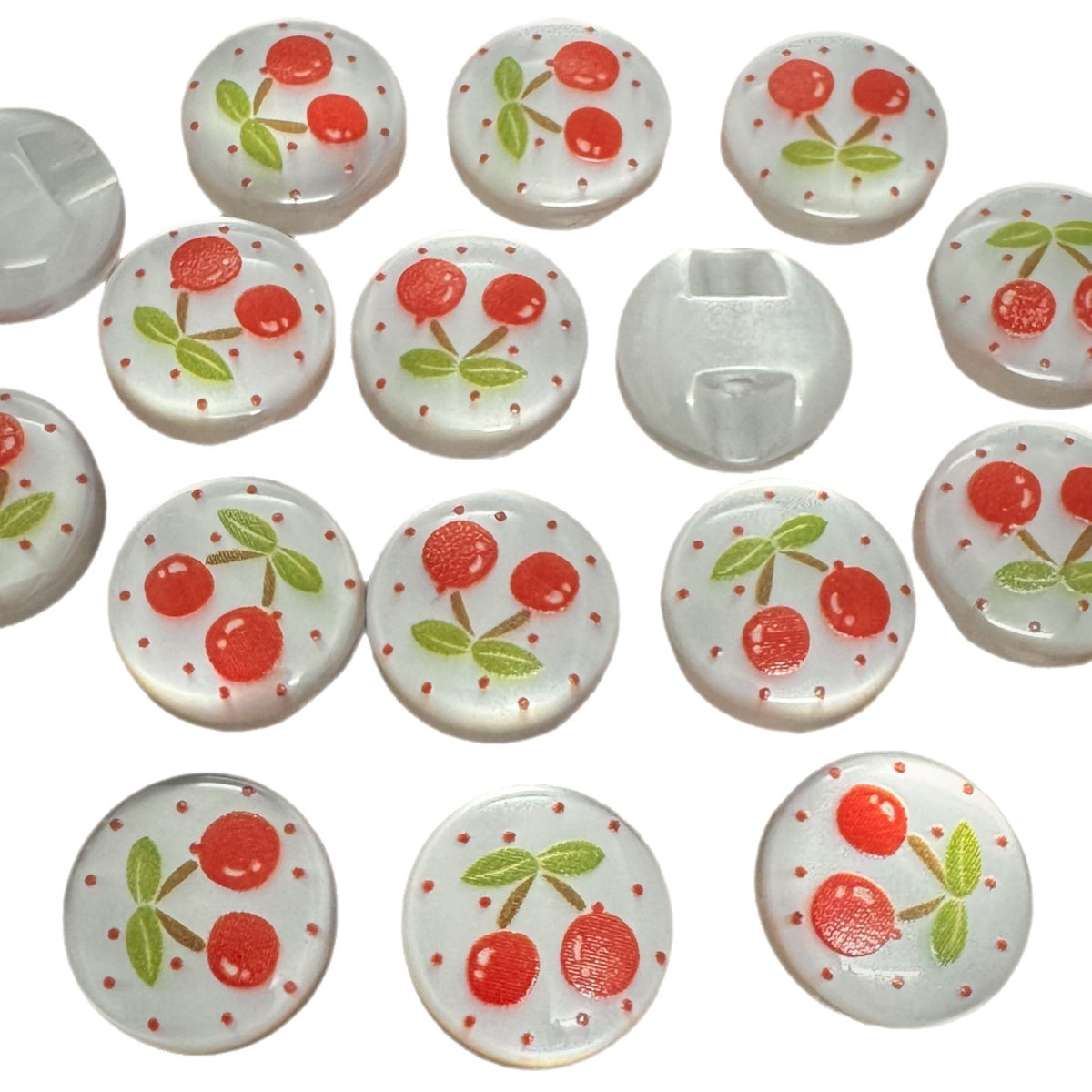 Bunli - DIY 10 Pack Cherry Pattern Shank Button