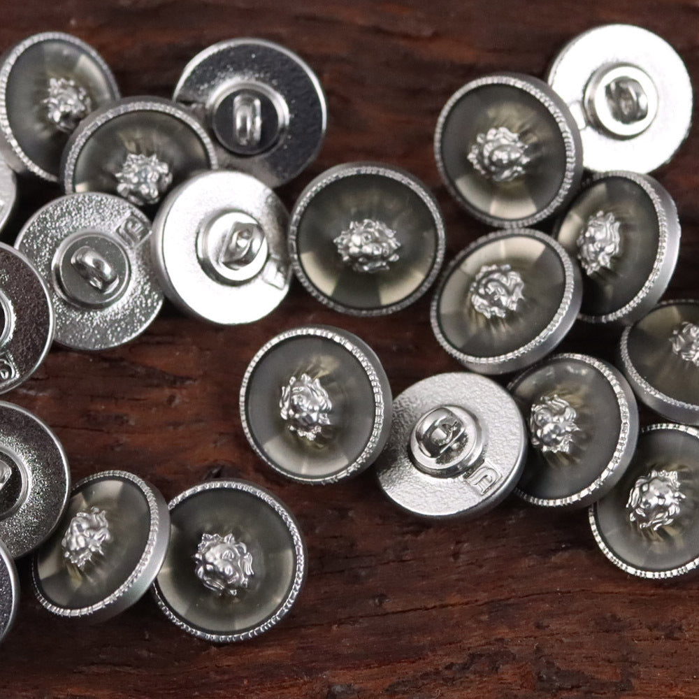 Bunli - DIY 10 Pack Lion-Head Silver-Tone Rim Button