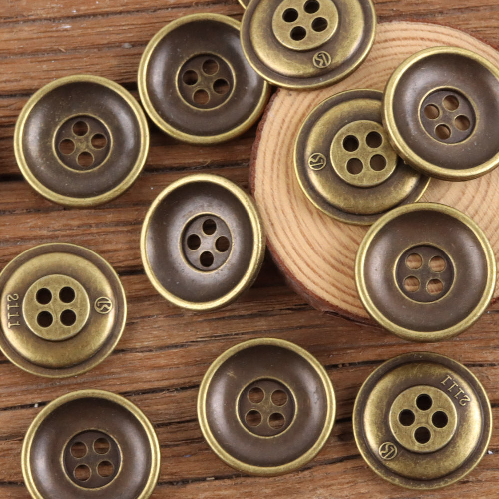 Bunli - DIY 10 Pack Bowl Shaped Wide Rim Metal Button