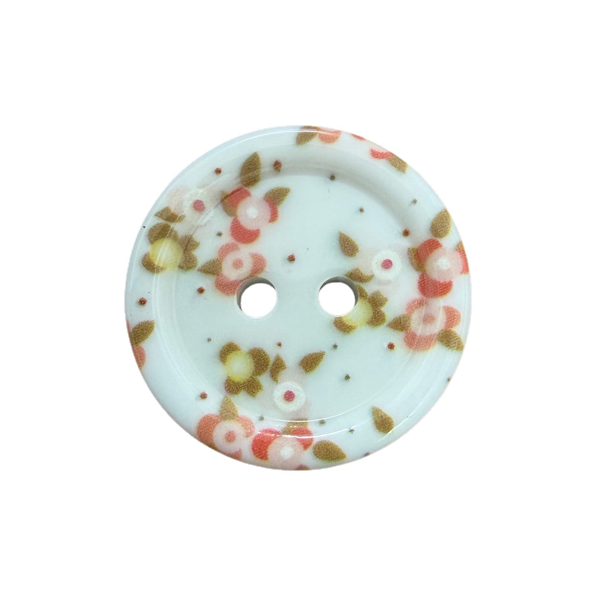 Bunli - DIY 10 Pack White Round Floral-Print Button