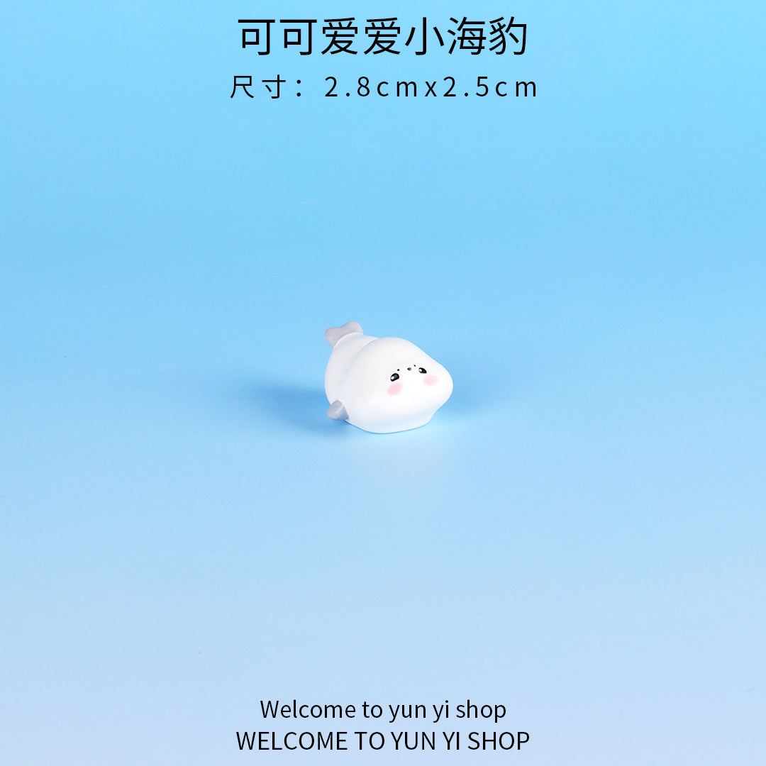微景观摆件可爱海豹海洋动物 diy鱼缸水族馆卡通装饰品树脂小摆件