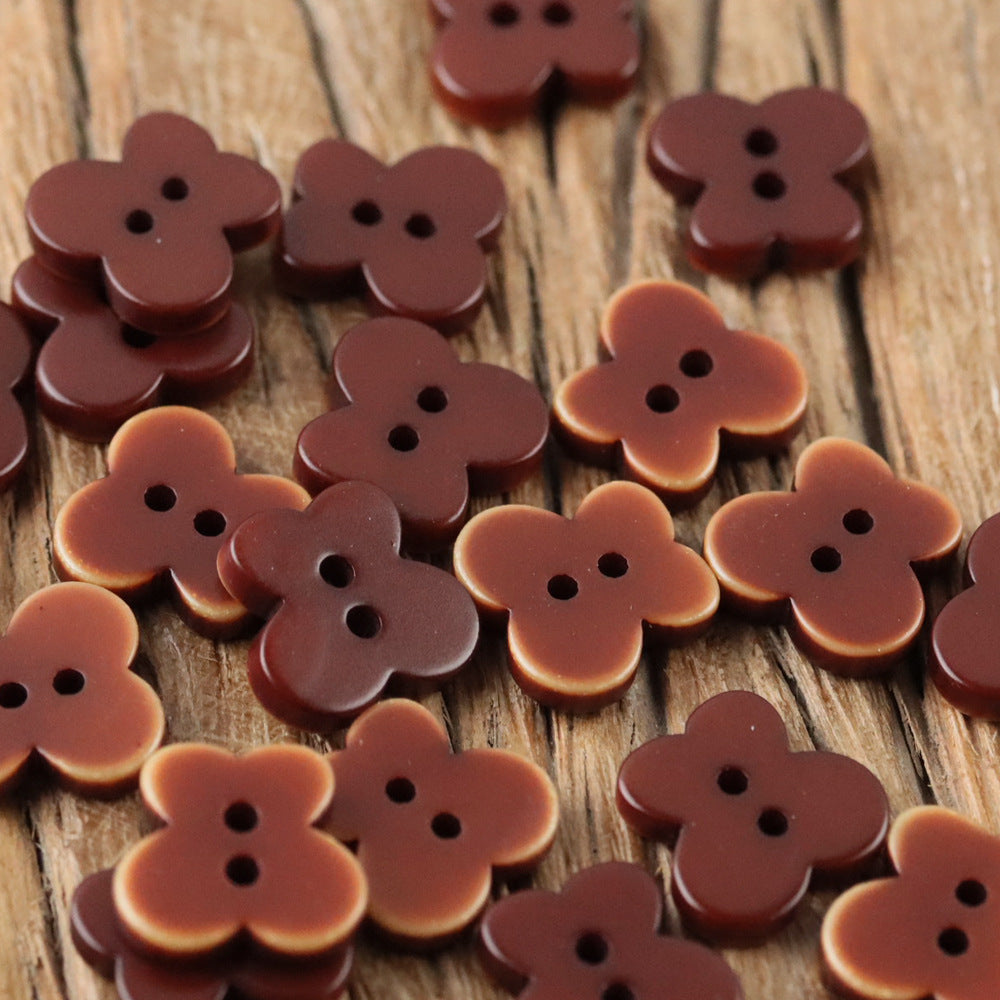 Bunli - DIY 10 Pack Flower-Shaped Matte Two-Hole Button