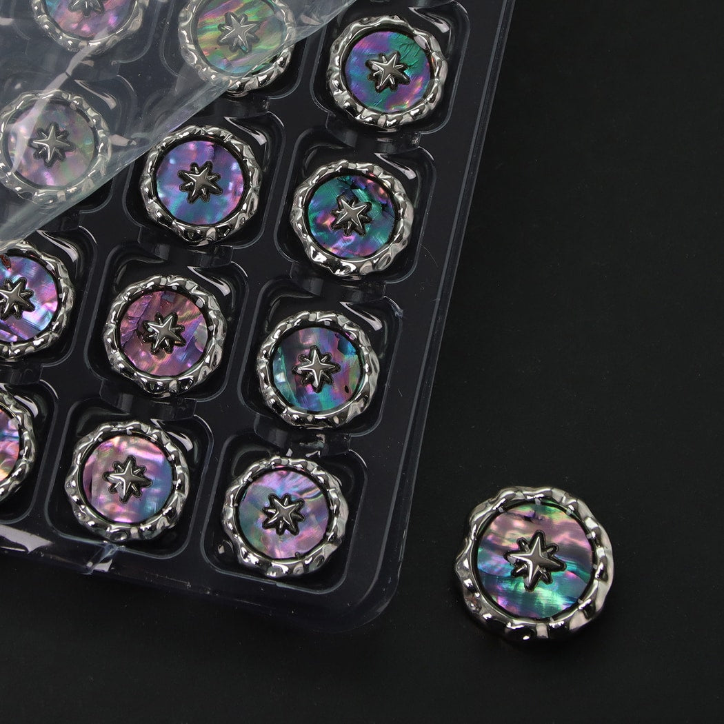 Bunli - DIY 10 Pack Wave Edge Star Detail Buttons