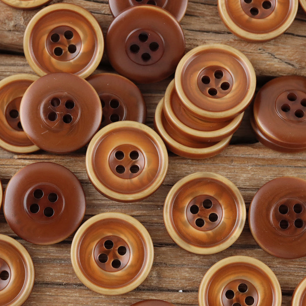 Bunli - DIY 10 Pack Wide-Rim Earth-Tone Round Button