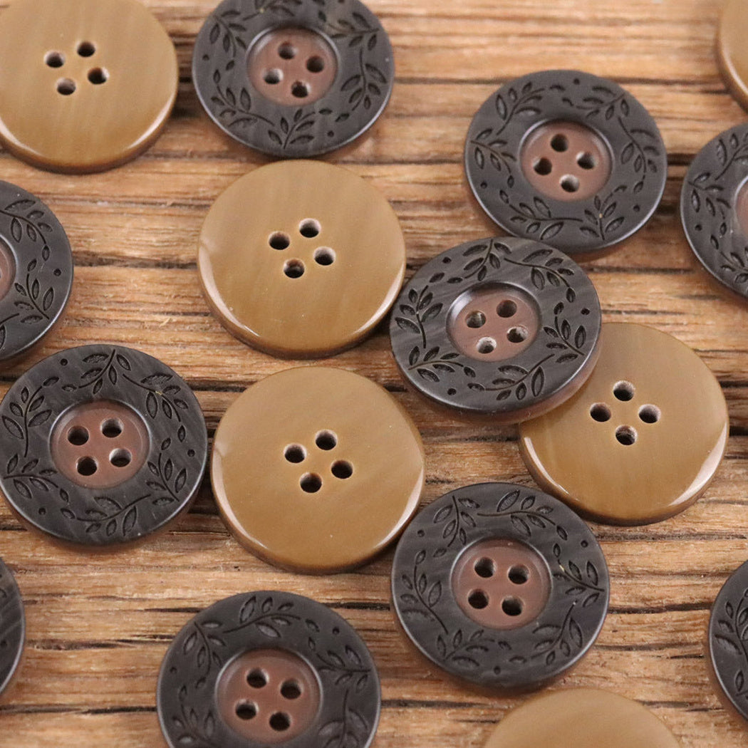 Bunli - DIY 10 Pack Leaf-Wreath Round Button