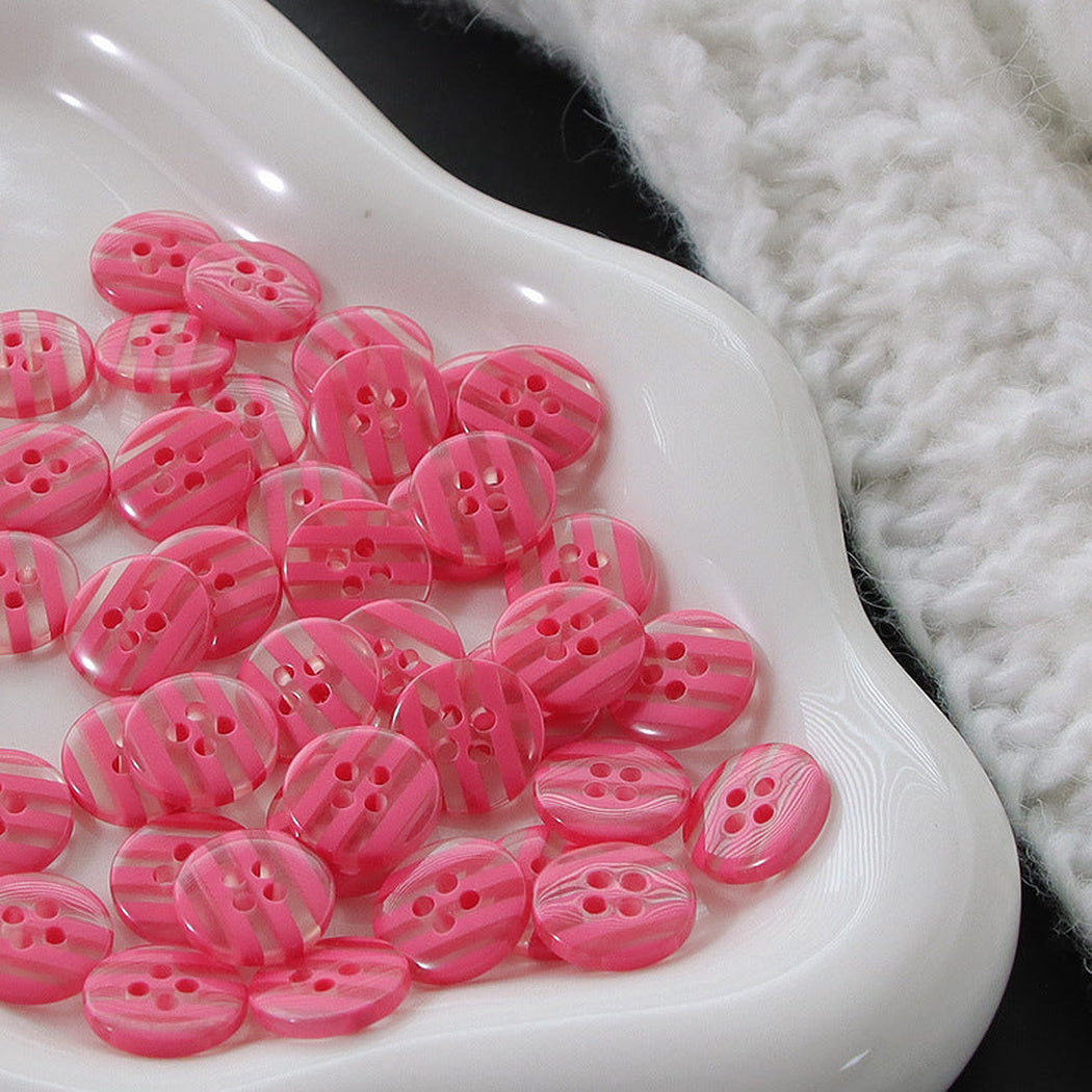Bunli - DIY 10 Pack Transparent Striped Round Button
