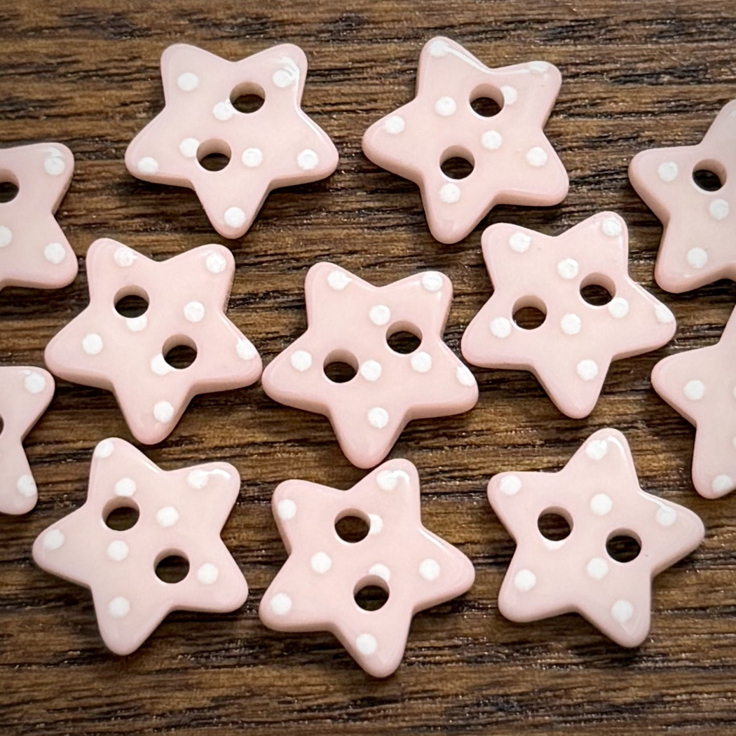 Bunli - DIY 10 Pack Pink Spotted Star Button