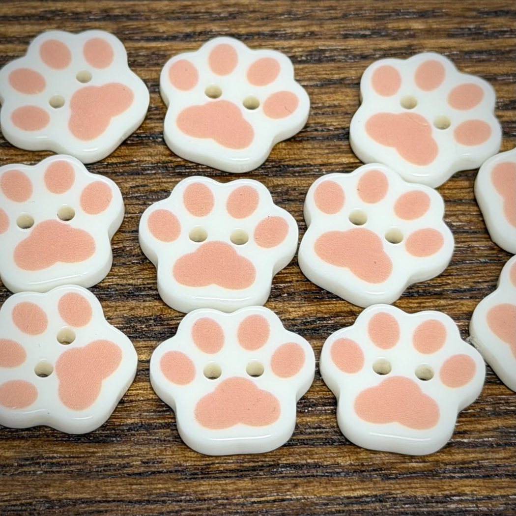 Bunli - DIY 10 Pack Paw Print Two Hole Button