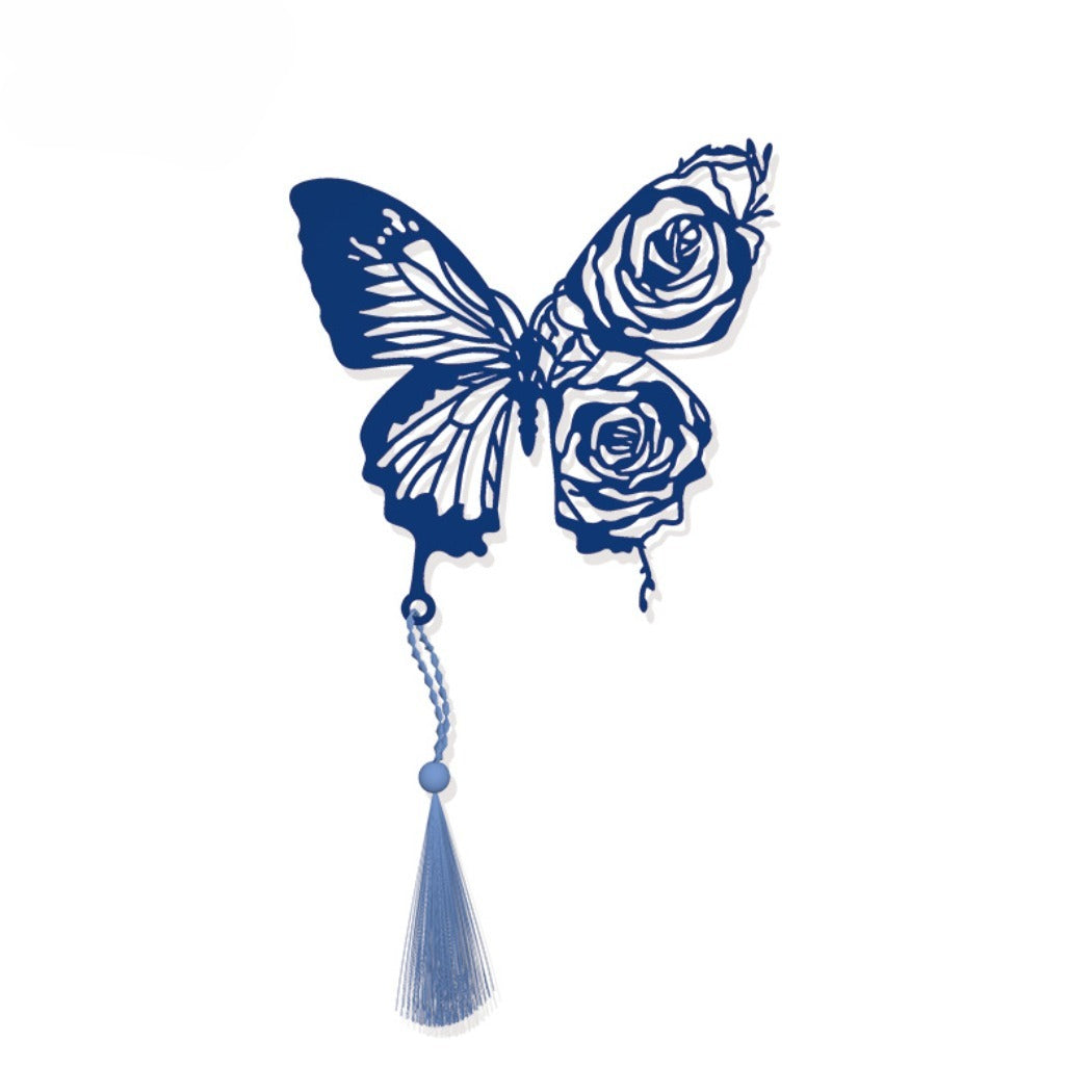 Novellea - Butterfly-Rose Long-Tassel Bookmark