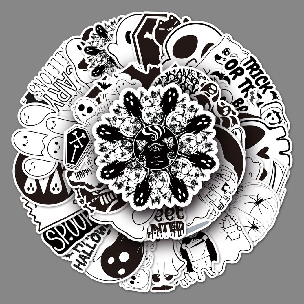Lunira - Halloween Black-and-White 50-Piece Sticker Pack