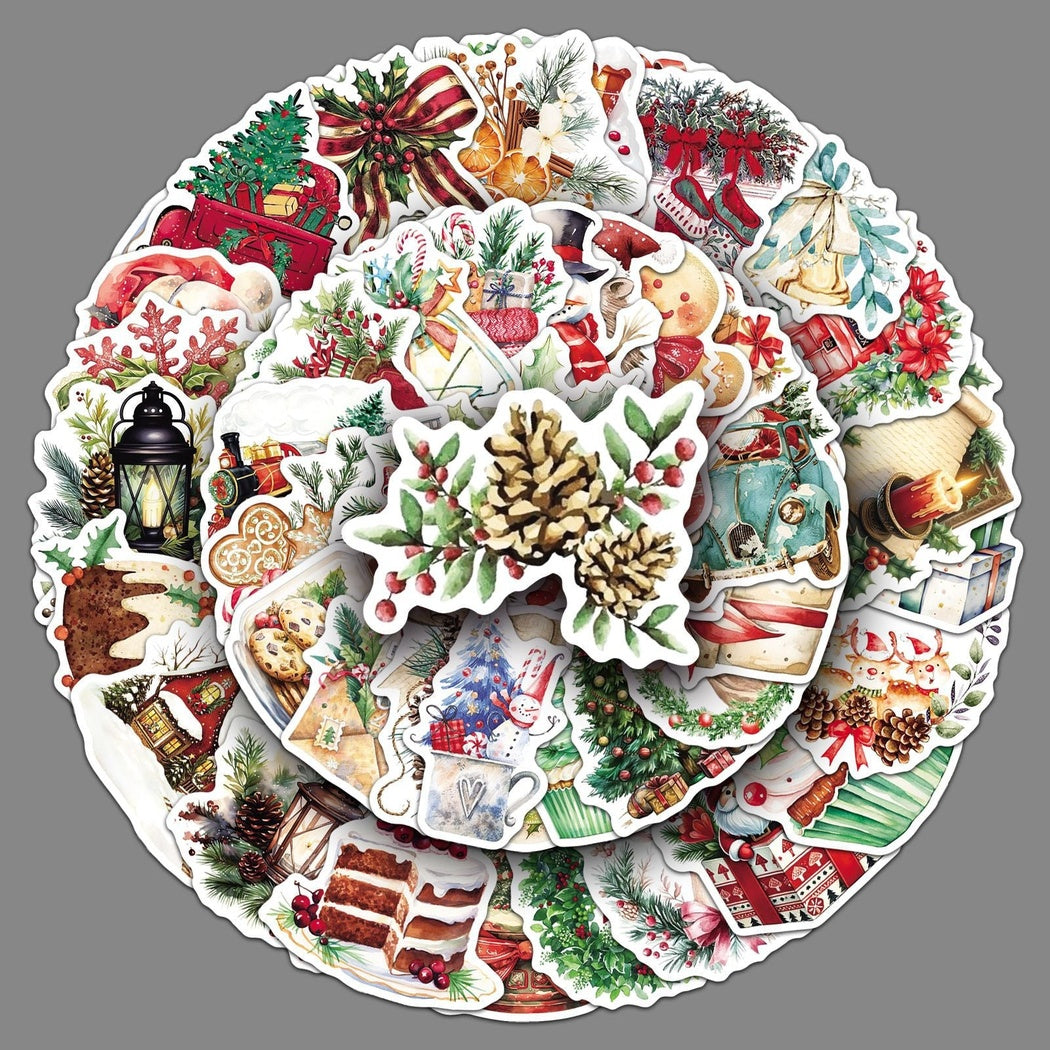 Lunira - Christmas Watercolor 50-Piece Sticker Pack