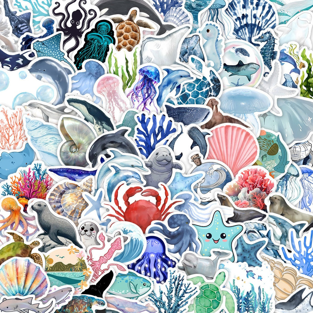 Lunira - Marine Life Doodle 100-Piece Sticker Pack