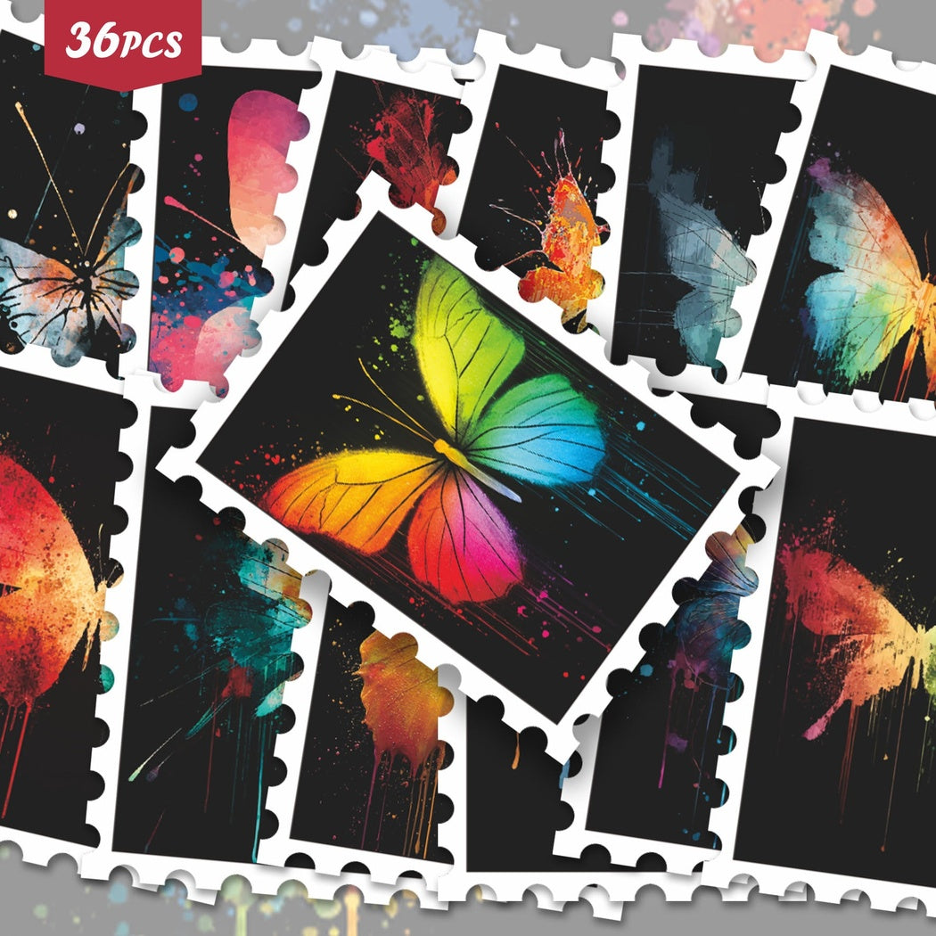 Lunira - Butterfly Postage Stamp 36-Piece Sticker Pack