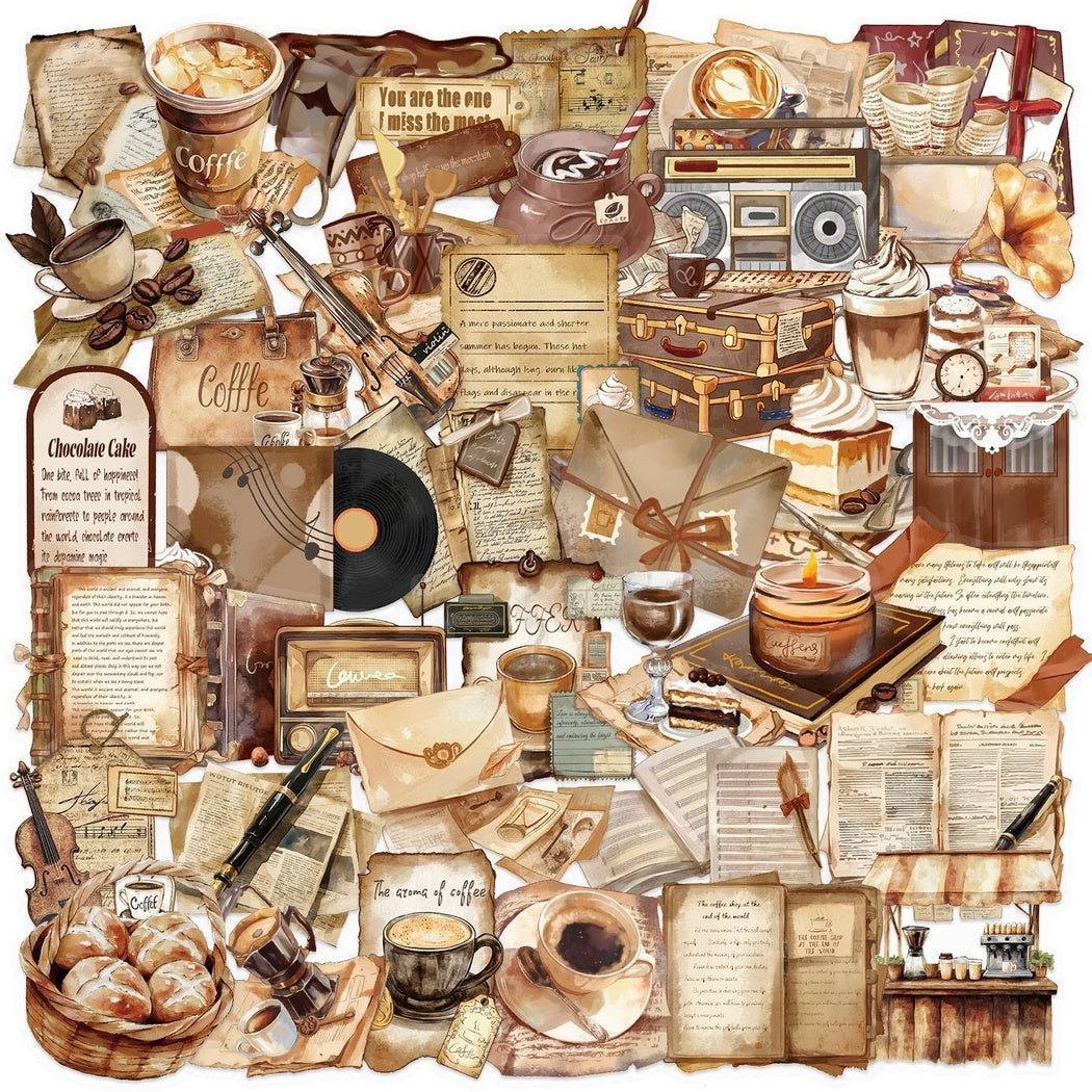 Lunira - Coffee Vintage Clear 50-Piece Sticker Pack
