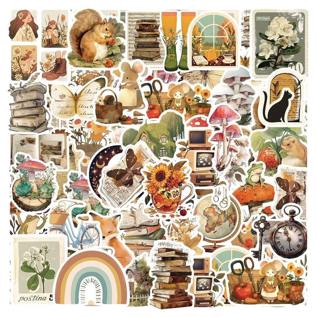 Lunira - Animal Cartoon Vintage 50-Piece Sticker Pack