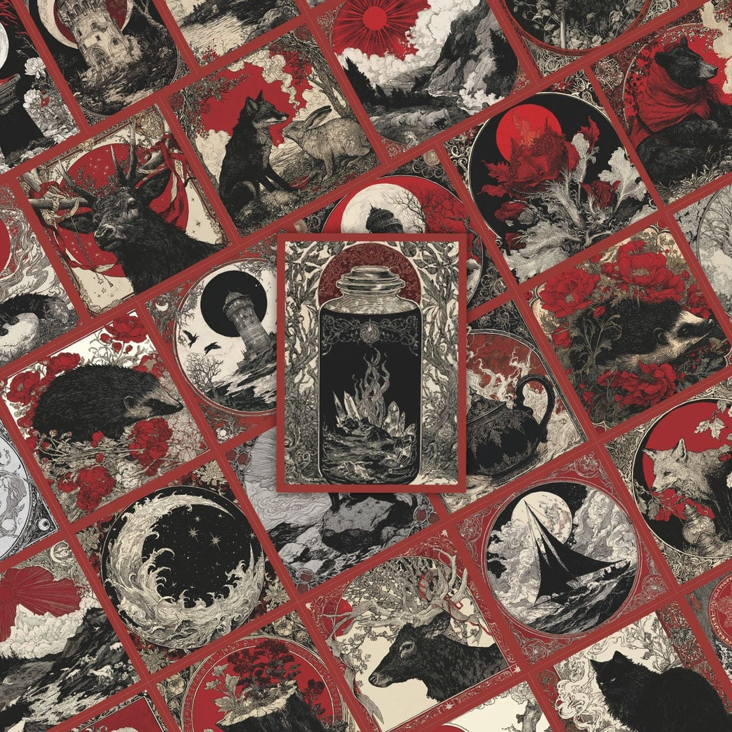 Lunira - Woodland Animal Red-and-Black 40-Piece Sticker Pack