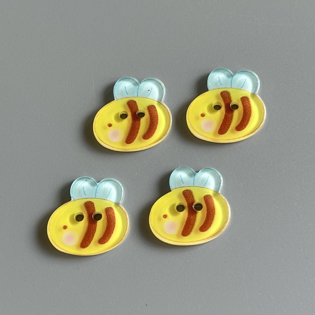 Bunli - DIY 10 Pack Yellow Bee-Shaped Two-Hole Button