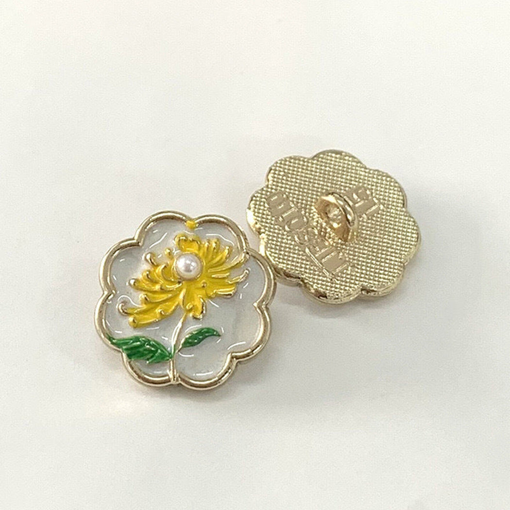 Bunli - DIY 10 Pack Botanical Motif Metal Button