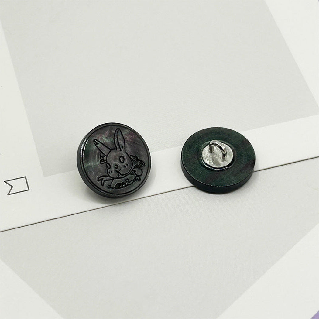 Bunli - DIY 10 Pack Round Engraved Animal Button