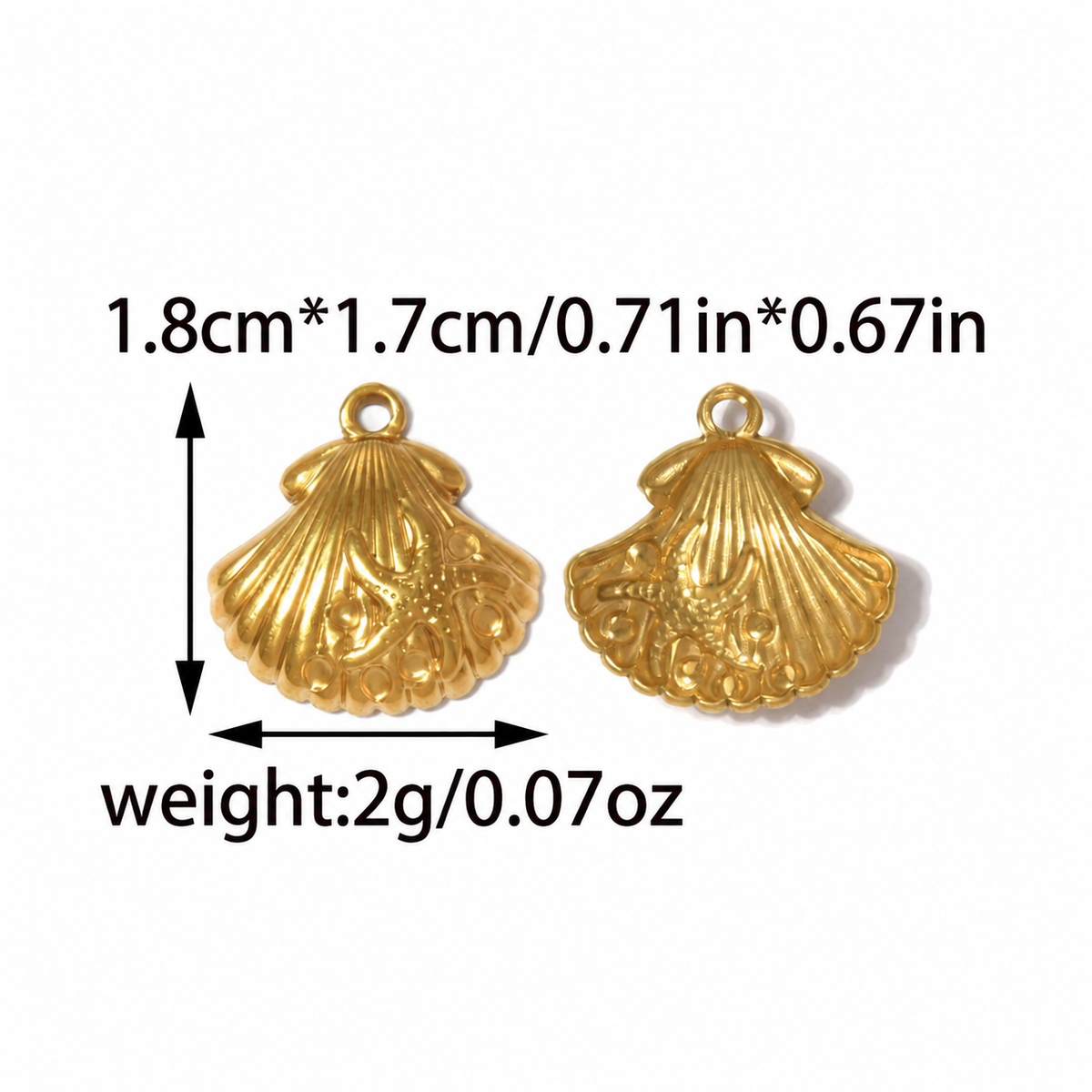 Elvane - Puffy Star and Scallop Shell Pendant Only