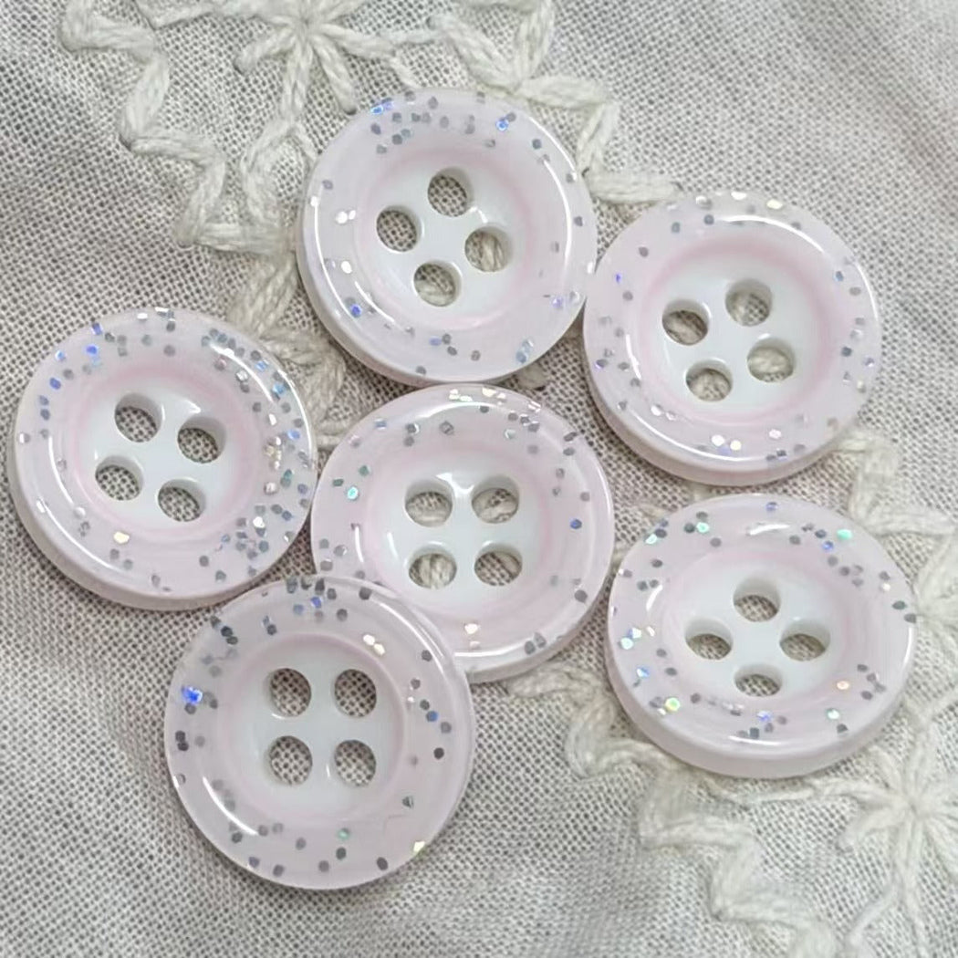 Bunli - DIY 10 Pack Glitter Round Button - PnkGlit15