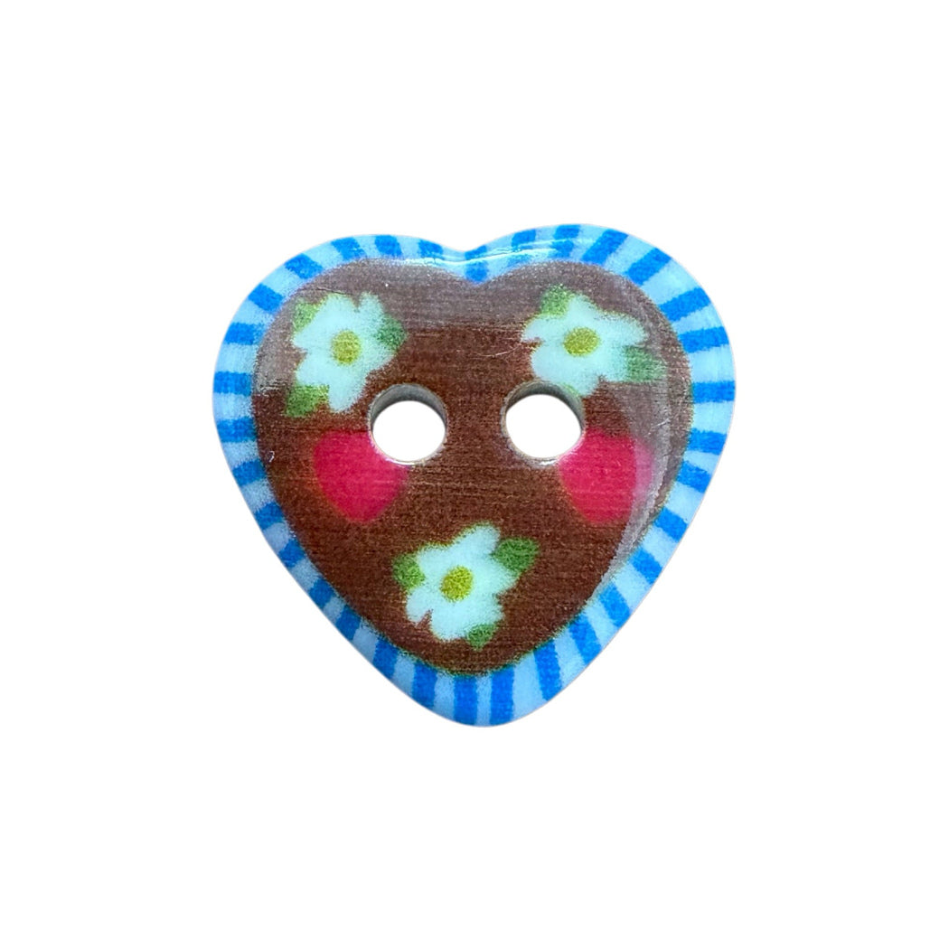 Bunli - DIY 10 Pack Painted Woodland Heart Button - BrownHeart