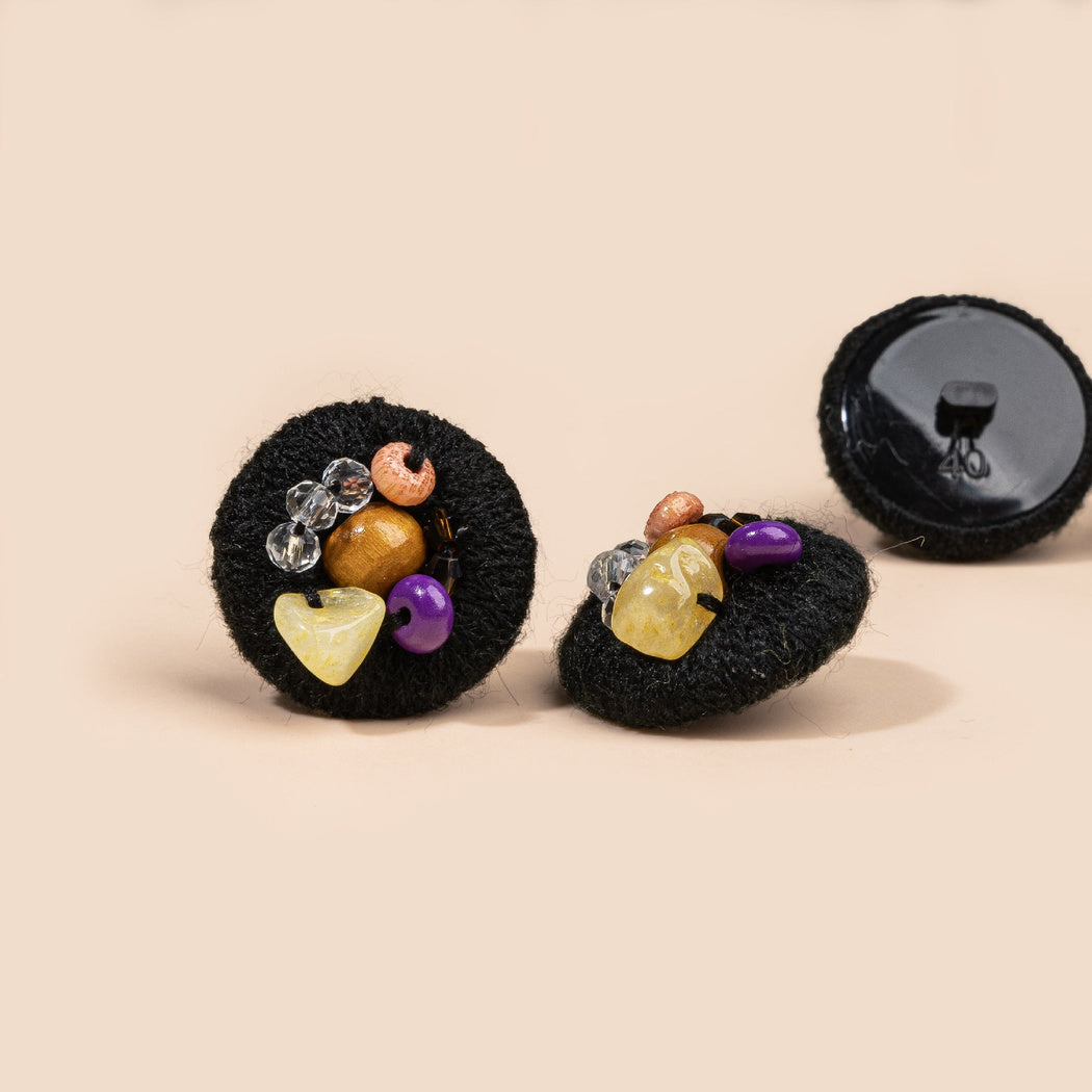 Bunli - DIY 10 Pack Fiber-Wrapped Bead-Accent Shank Button