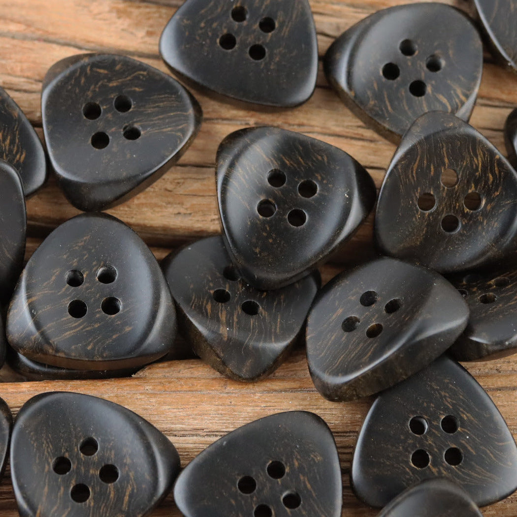 Black marbled triangle four hole buttons