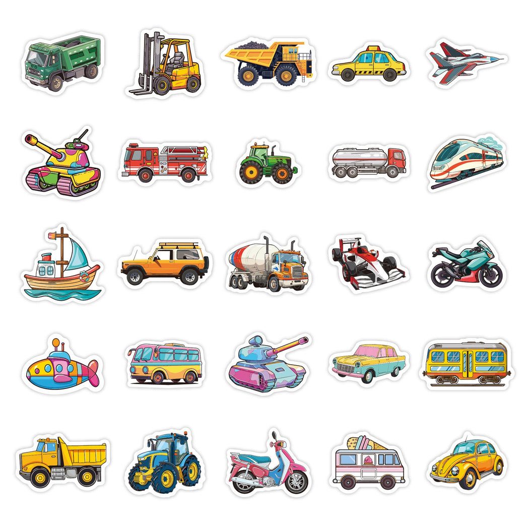 Lunira - Construction Vehicle Cartoon 50-Piece Sticker Pack