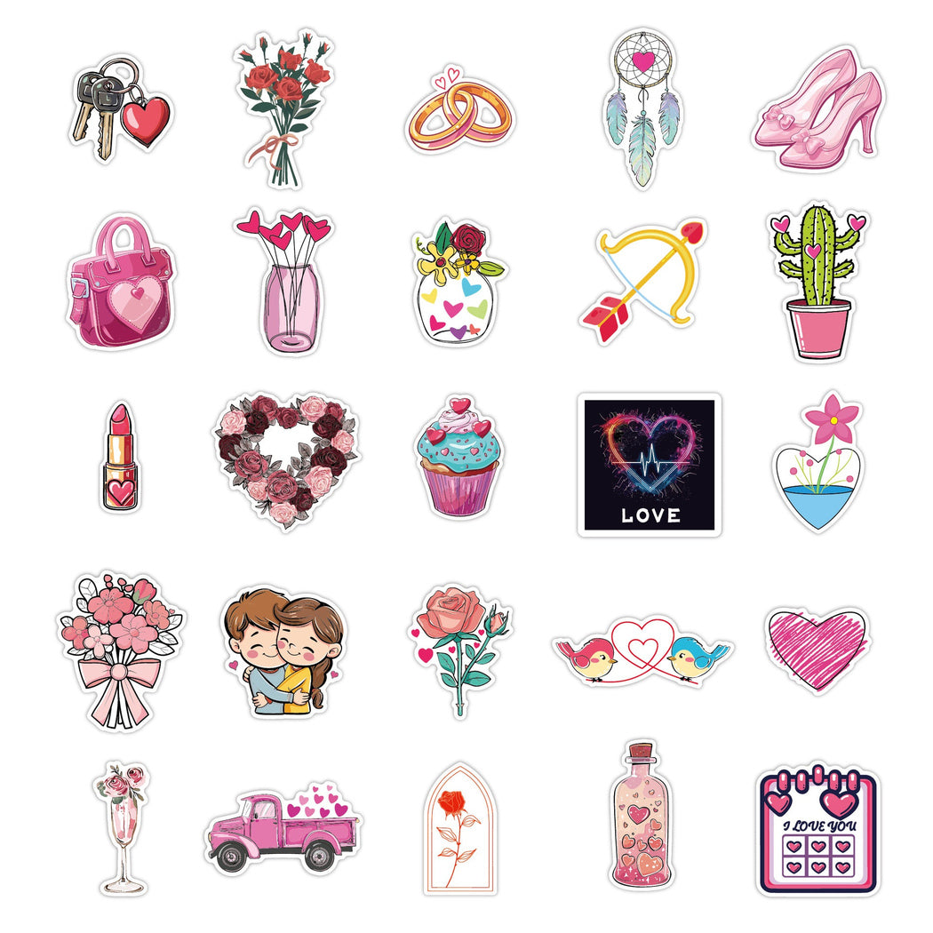 Lunira - Valentine's Day Heart 50-Piece Sticker Pack
