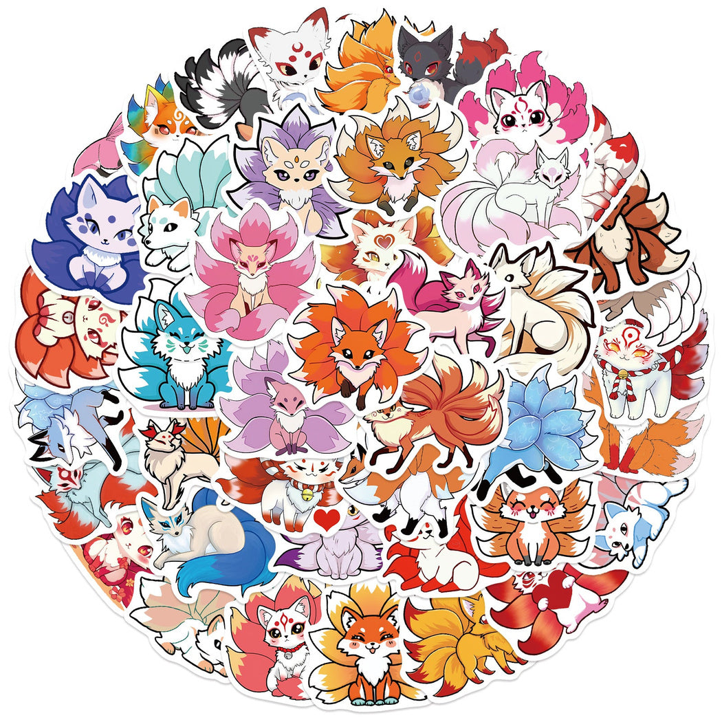 Lunira - Colorful Nine-Tailed Fox Cartoon Sticker Pack